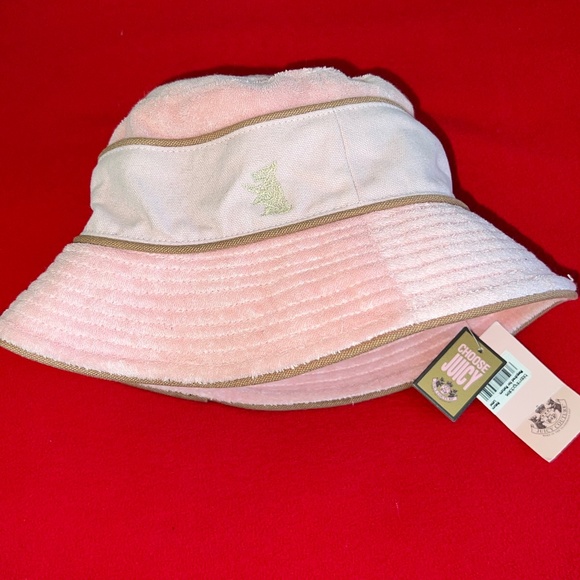 NWT JUICY COUTURE Scottie Dog Logo Pink Terry Bucket Hat Beach Sun Vintage Rare! main image 6